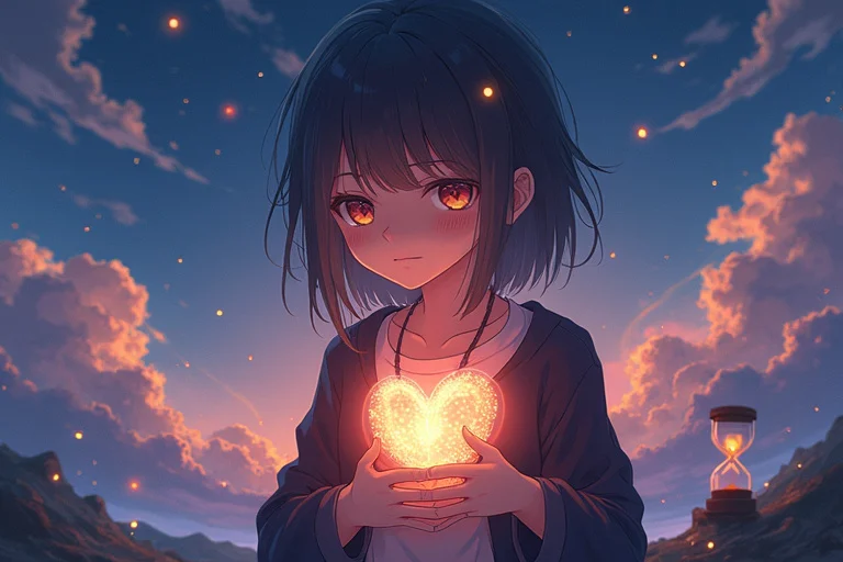 止まった砂時計と虹の波紋