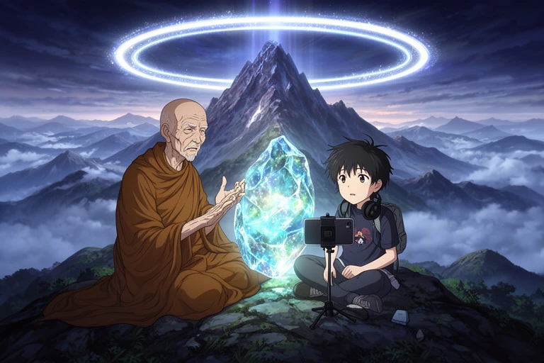 幽玄の山とリングライト