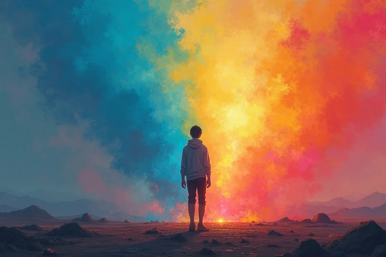 白紙のパレットと夜明けの顔料