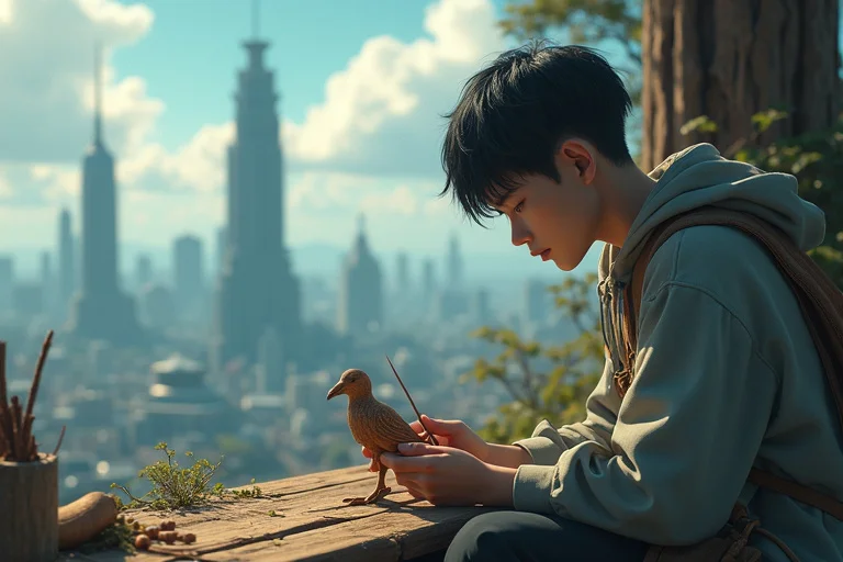 リセット・ポイントの木彫り鳥